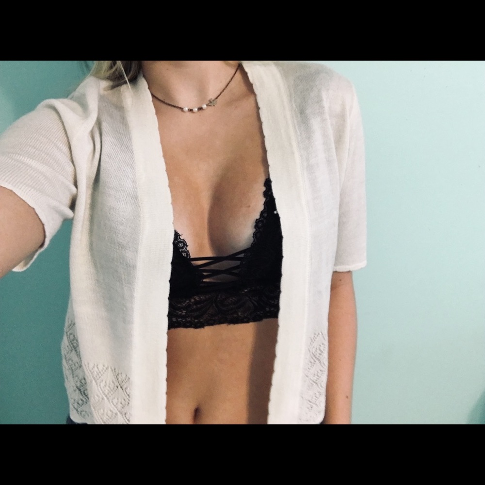 White cardigan